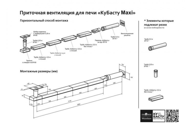 Приточная вентиляция для печи КуБасту maxi