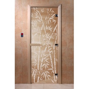 Дверь стекло Бронза с рисунком "Бамбук и бабочки" 1700*700 мм "DoorWood"