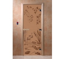 Дверь стекло Бронза матовая с рисунком "Камышовый рай" 1700*700 мм "DoorWood"