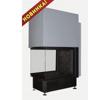 Топка Дельта 700В, 3 стекла, принтинг, подовое горение, черный шамот, арт.TDN700В