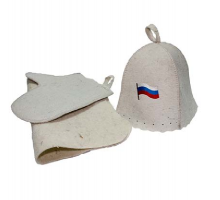 Шапка для бани войлок "Российский флаг"