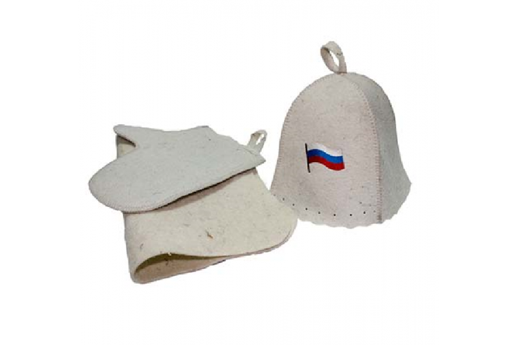 Шапка для бани войлок "Российский флаг"