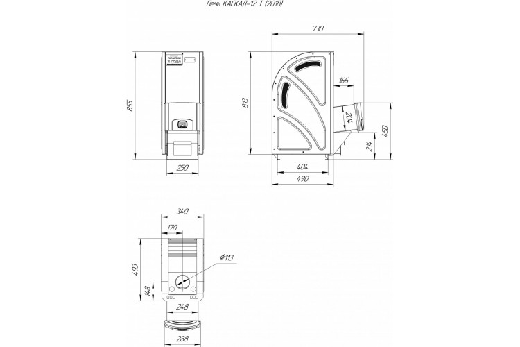 Печь для бани Теплодар Каскад-12 Т (2018) и бак Парус 60 для регистра
