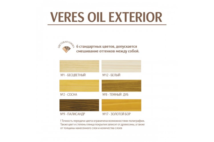 Масло для дерева для наружных работ Veres Oil Exterior полуматовое