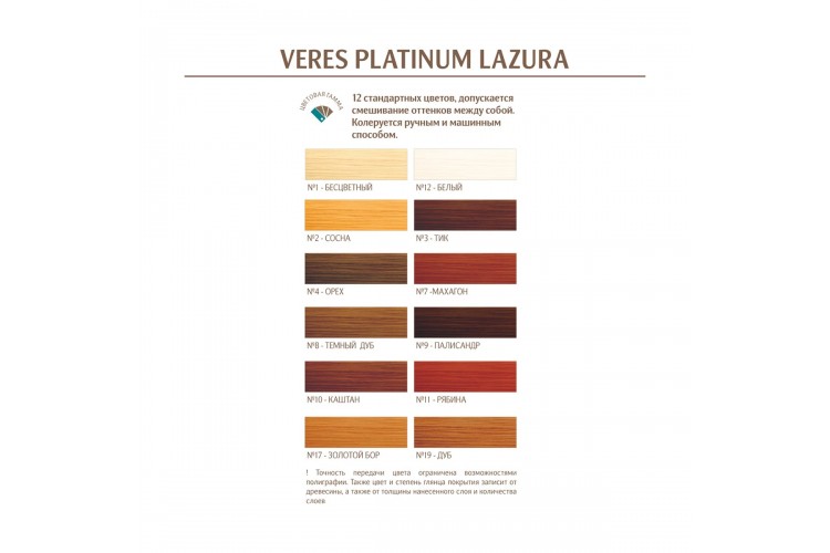 Декоративная пропитка для дерева Veres Platinum Lazura глянцевая